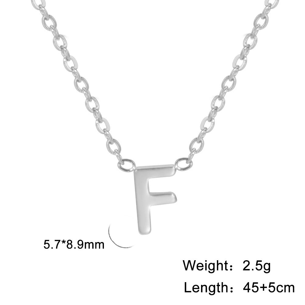 26 English Letter Steel Color Necklace