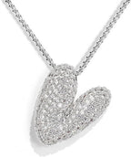 A-Z Zircon Balloon English Letter Necklace, Gold & Silver