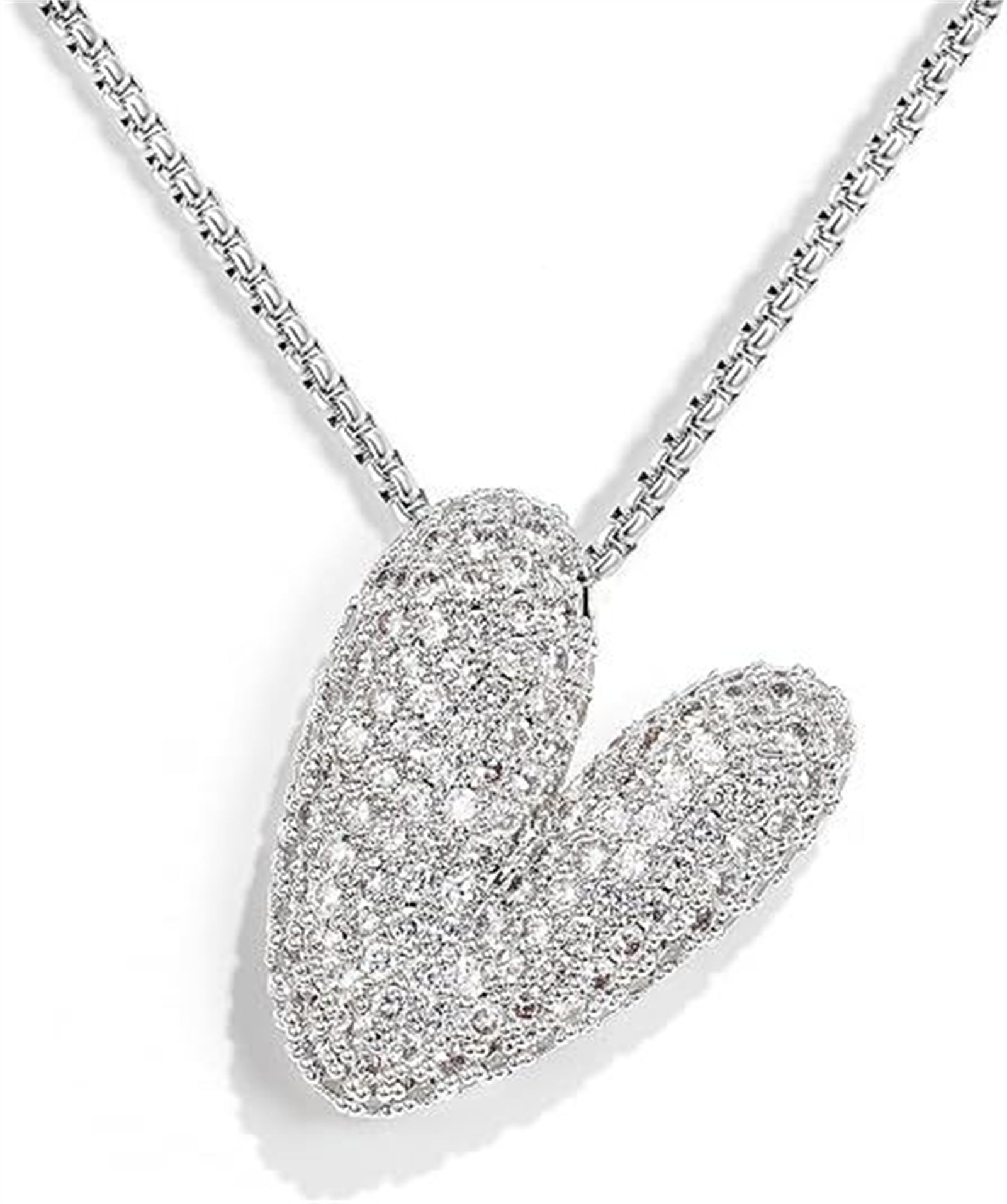 A-Z Zircon Balloon English Letter Necklace, Gold & Silver