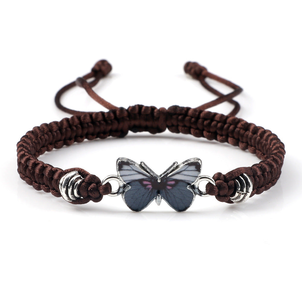 Adjustable Couple Butterfly Buckle Braided Bracelet
