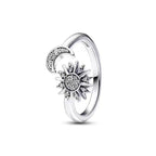 Adjustable Star and Moon Ring with Rhinestones