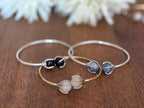 Gem Duo Adjustable Wire Bangles - Delicate wire bangles with paired gemstones