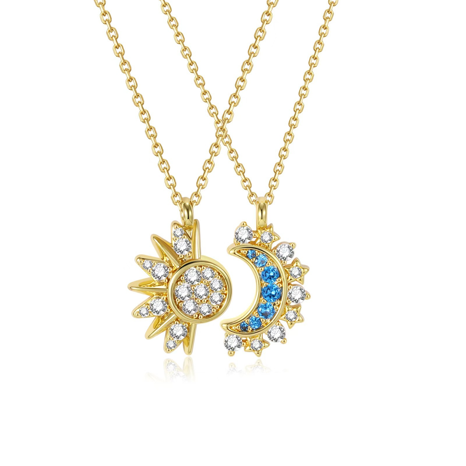 2pcs Sun and Moon Magnetic Couple Necklaces