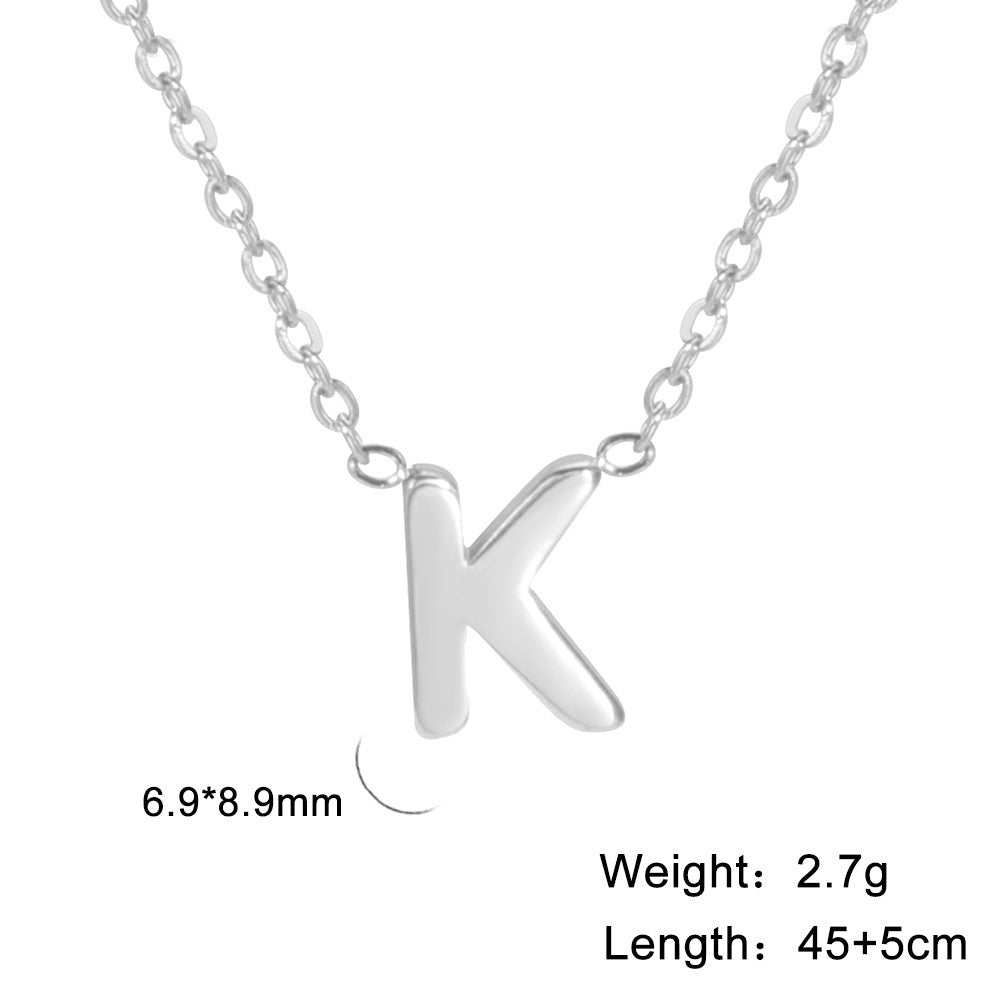 26 English Letter Steel Color Necklace
