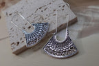 Fan-Shaped Tribal Brass/Silver Earrings