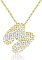 A-Z Zircon Balloon English Letter Necklace, Gold & Silver
