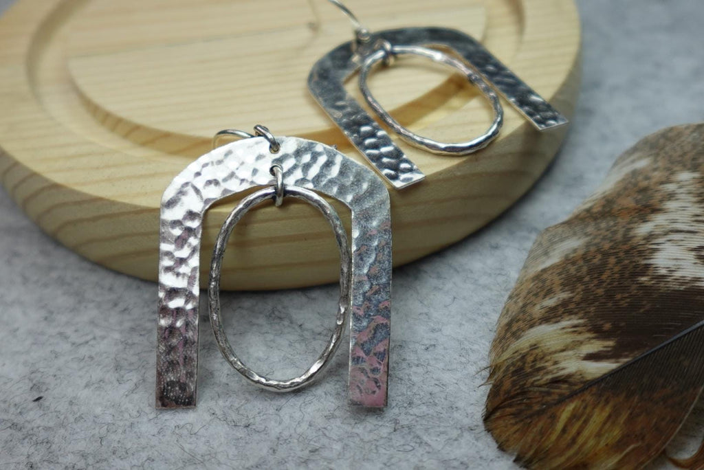 Hammered Horseshoe Gold/Silver Earrings