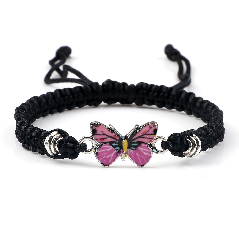 Adjustable Couple Butterfly Buckle Braided Bracelet