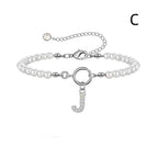 A-Z Letter Pendant Pearl Bracelet