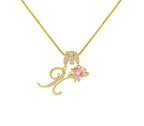 A-Z Alphabet Elegant Blue Heart Necklace with Zircons