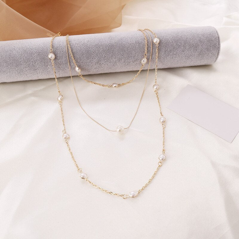 All-Match Pearl Necklace Set with Earrings