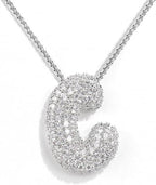 A-Z Zircon Balloon English Letter Necklace, Gold & Silver