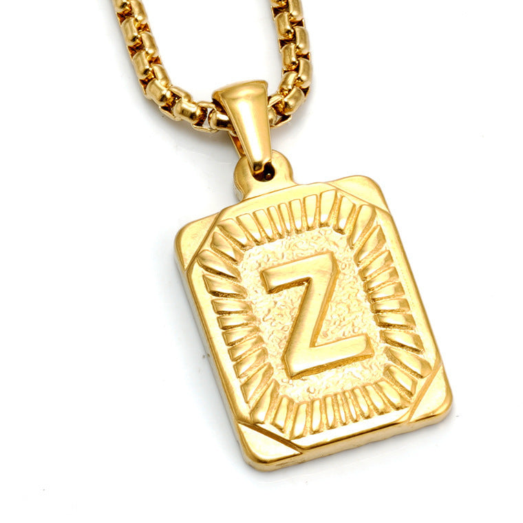 A-Z Alphabet Titanium Steel Letter Pendant Necklace