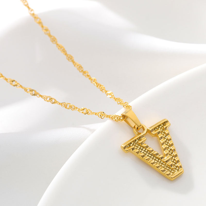 Gold Initial Letter Necklace – 18K Gold Plated A–Z Alphabet