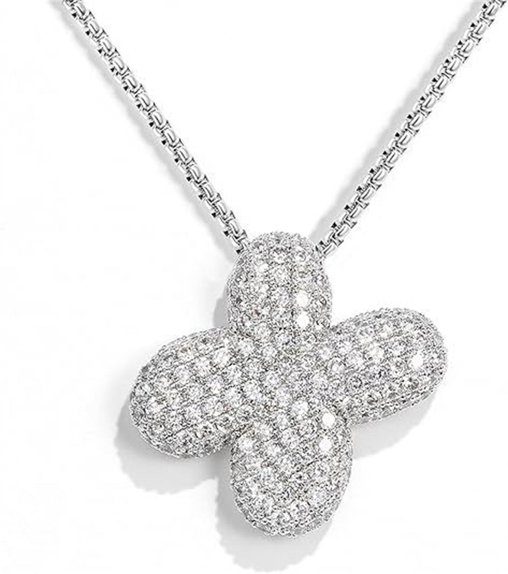A-Z Zircon Balloon English Letter Necklace, Gold & Silver