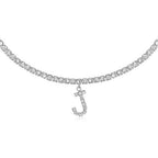 A-Z Letter Zircon Necklace, Silver & Gold