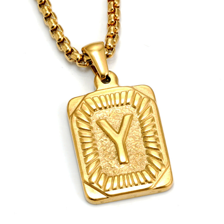 A-Z Alphabet Titanium Steel Letter Pendant Necklace