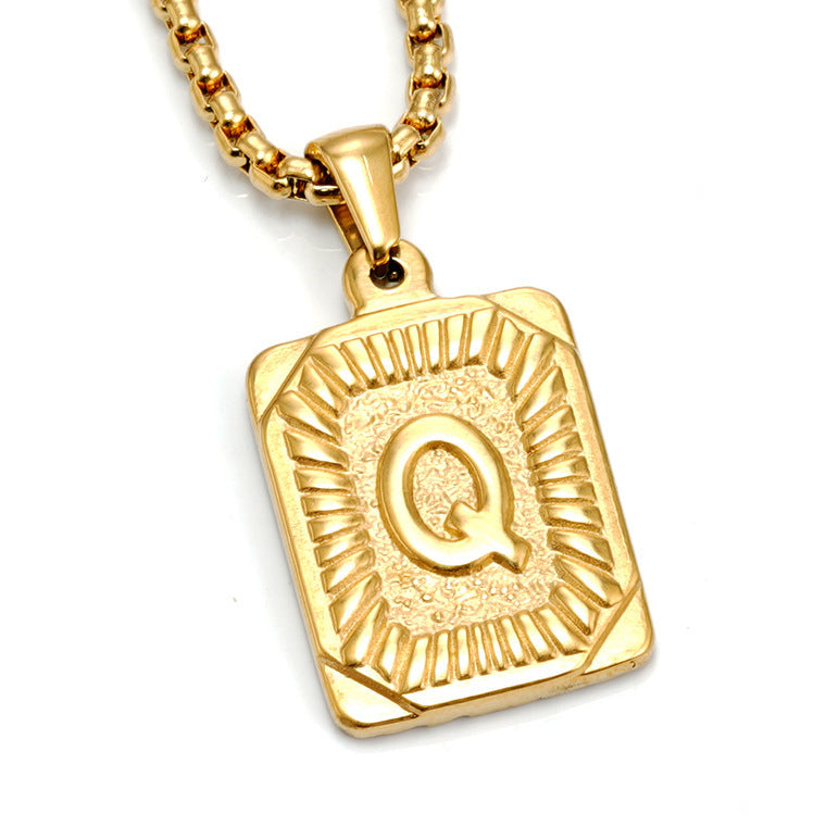 A-Z Alphabet Titanium Steel Letter Pendant Necklace