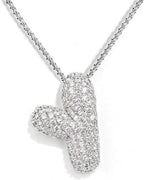 A-Z Zircon Balloon English Letter Necklace, Gold & Silver