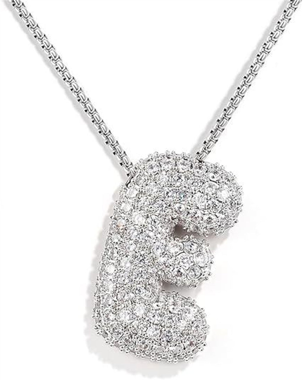 A-Z Zircon Balloon English Letter Necklace, Gold & Silver