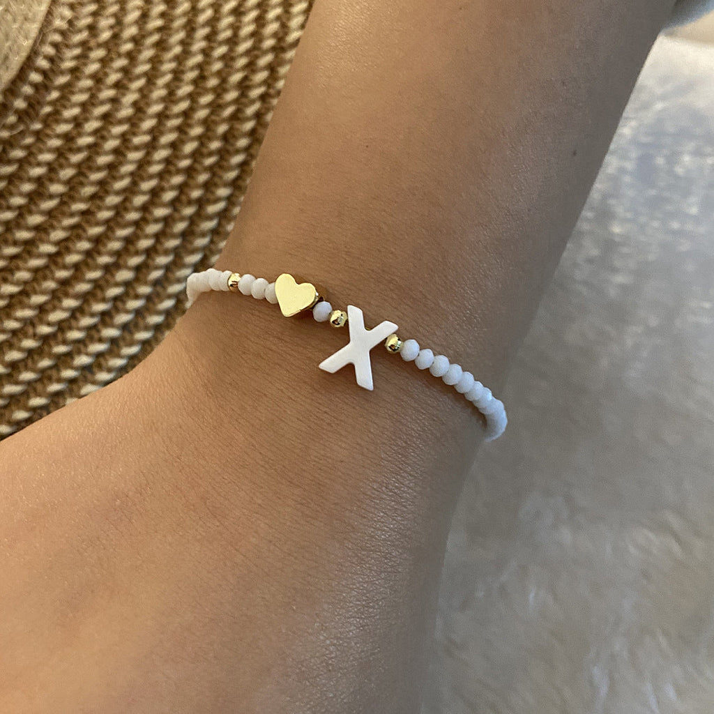 26 Letters White Shell Beaded Bracelet for Women