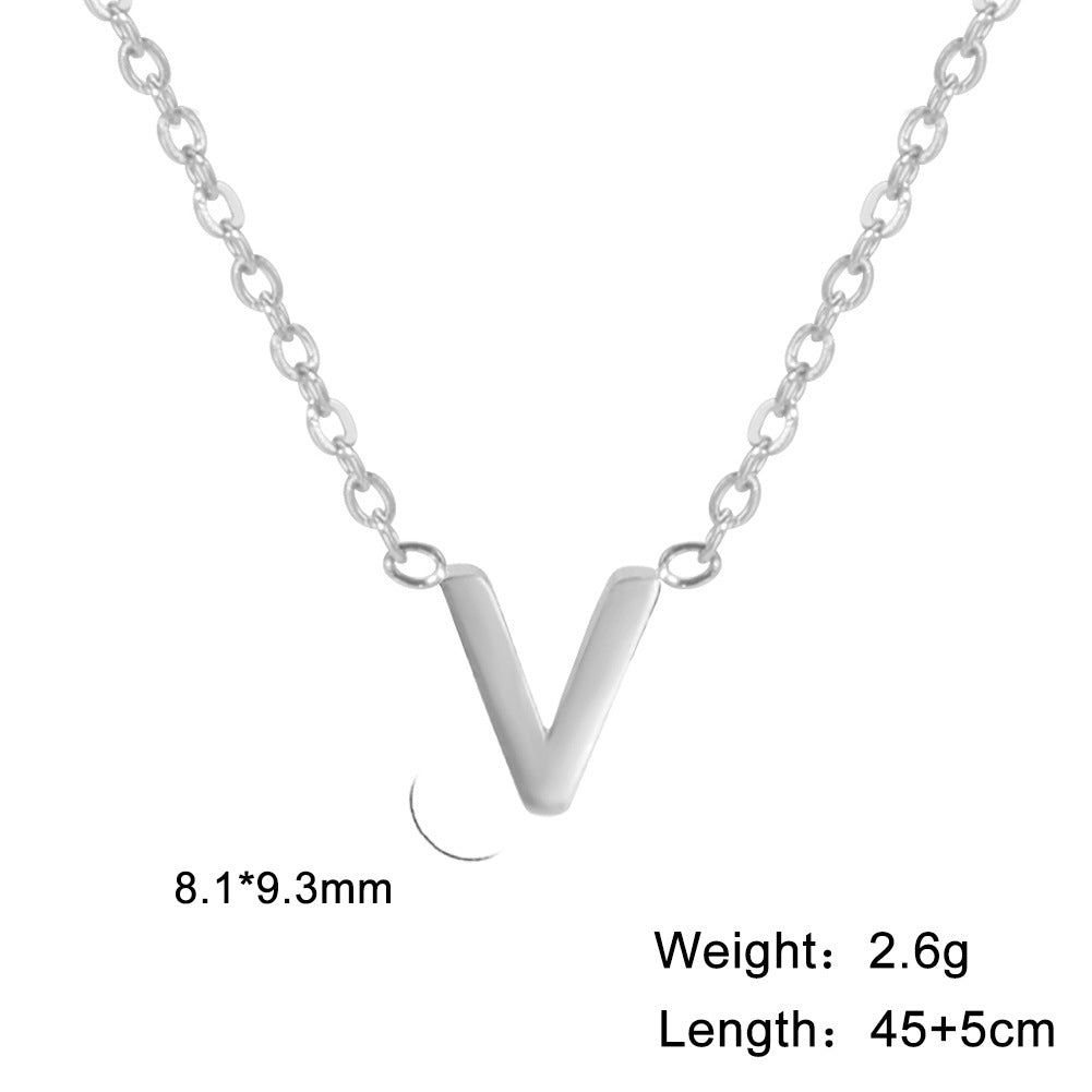26 English Letter Steel Color Necklace