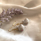 Cool white rose flower porcelain rustic tea pot gold or silver dangle earrings