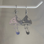 Celestial stainless steel mushroom toadstool dangle earrings