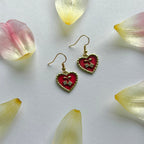 Cherry gold heart earrings in brown, red or white