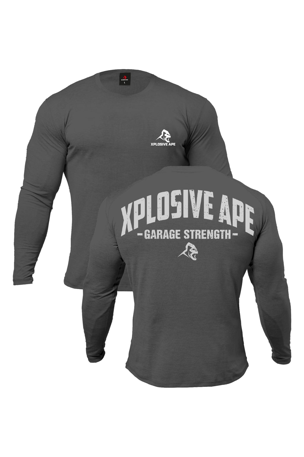 XAPE Garage Strength Long Sleeve Tee - Charcoal