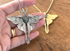 Gold/Silver Luna Moth Necklace – Nature-Inspired Boho Statement Pendant