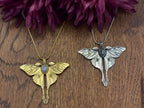 Gold/Silver Luna Moth Necklace – Nature-Inspired Boho Statement Pendant