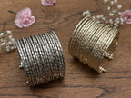Hammered Gold/Silver Finish Stack Cuff – Adjustable Brass Bangles Set.