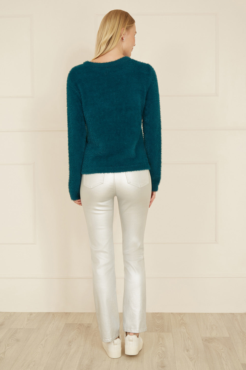 Pull moelleux flocon de neige à sequins Yumi Teal