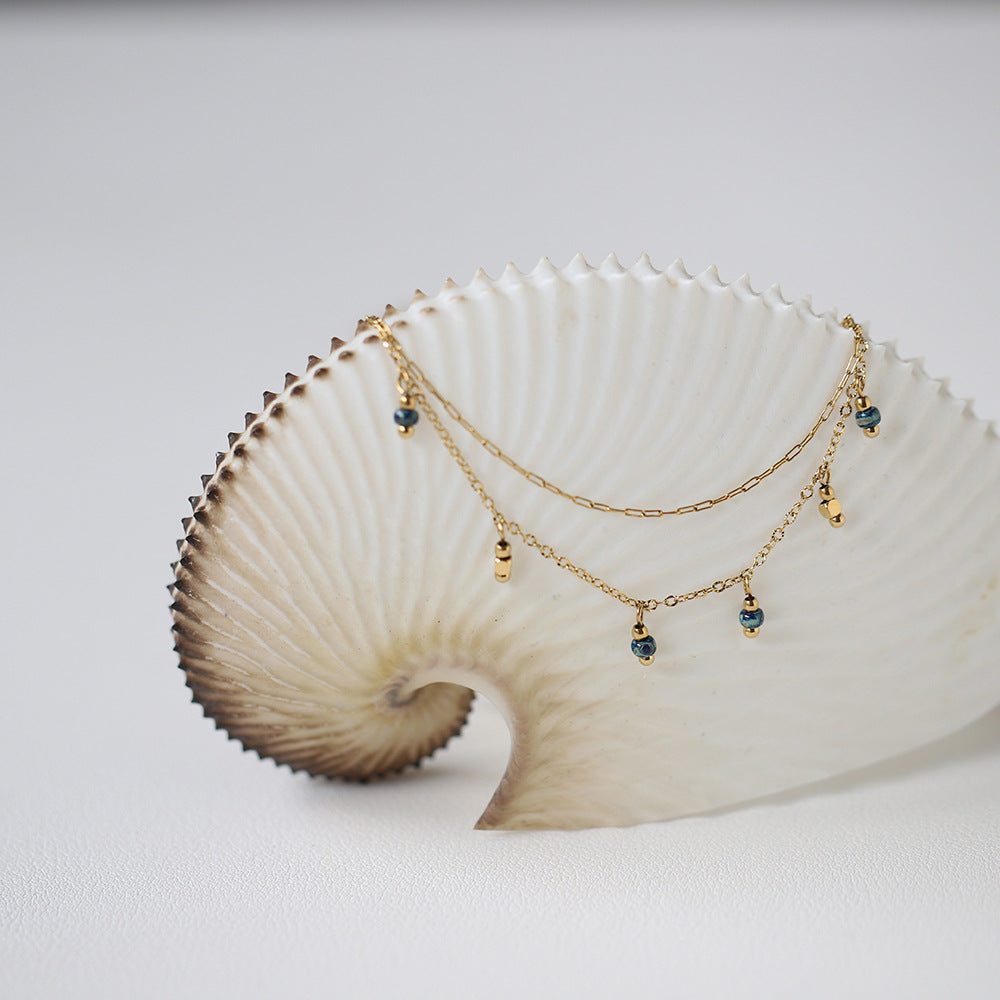 Antique Blue Beads Handmade Pendant Necklace