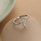 Adjustable Gold-Plated Cross Copper Ring