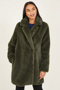 Manteau en fausse fourrure vert Yumi