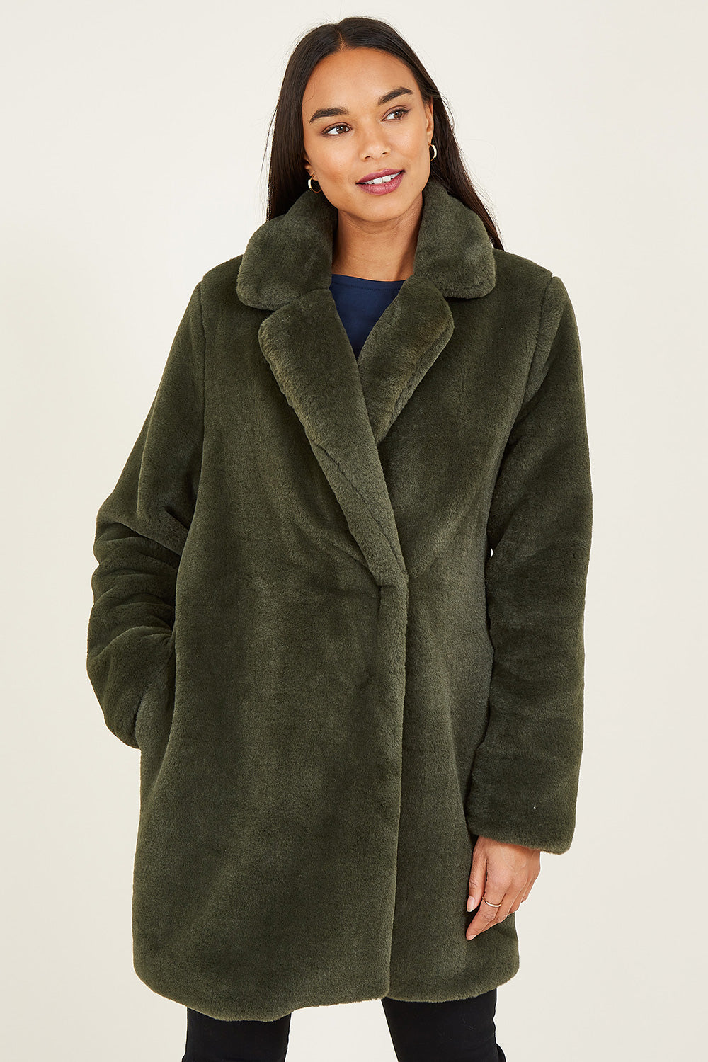 Manteau en fausse fourrure vert Yumi