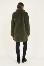Manteau en fausse fourrure vert Yumi