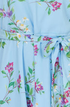Yumi Blue Floral Print Midi Skater Dress