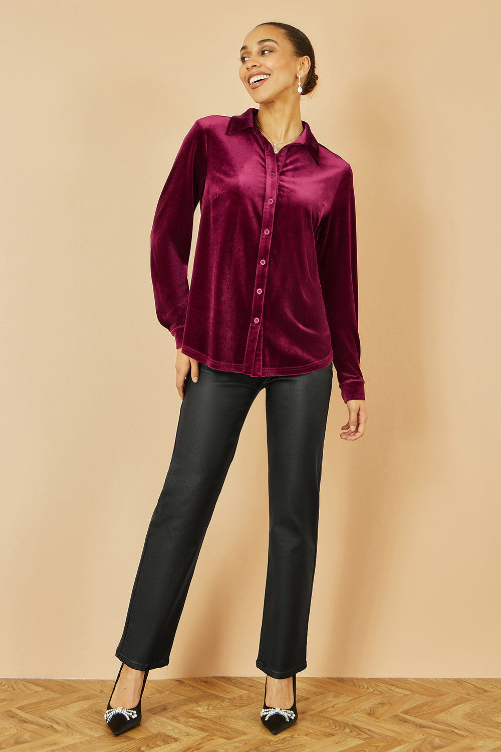 Chemise ample en velours bordeaux Yumi