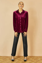 Chemise ample en velours bordeaux Yumi