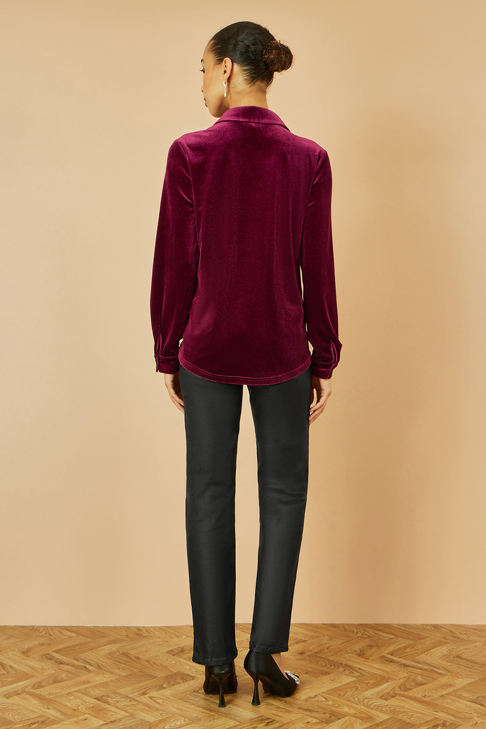 Chemise ample en velours bordeaux Yumi