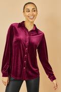 Chemise ample en velours bordeaux Yumi