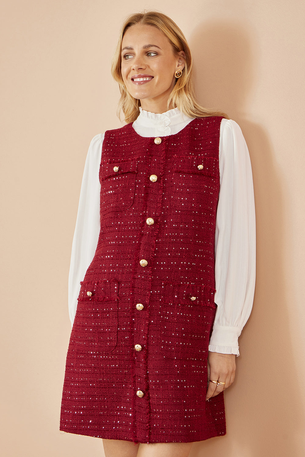 Robe tunique Yumi bordeaux en bouclette