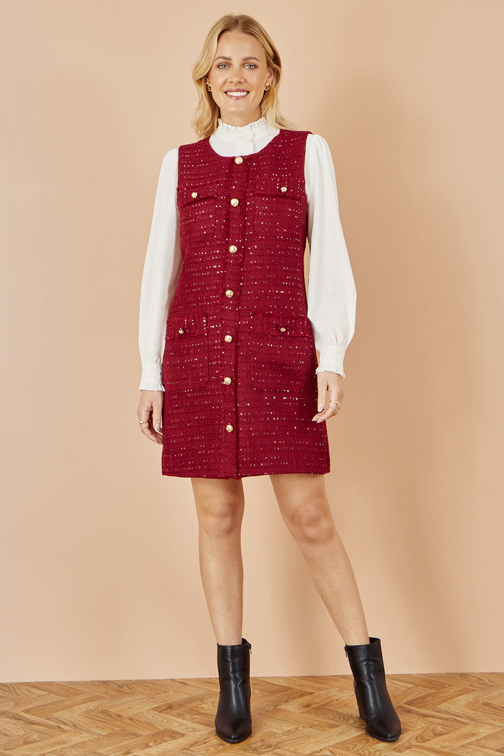 Robe tunique Yumi bordeaux en bouclette