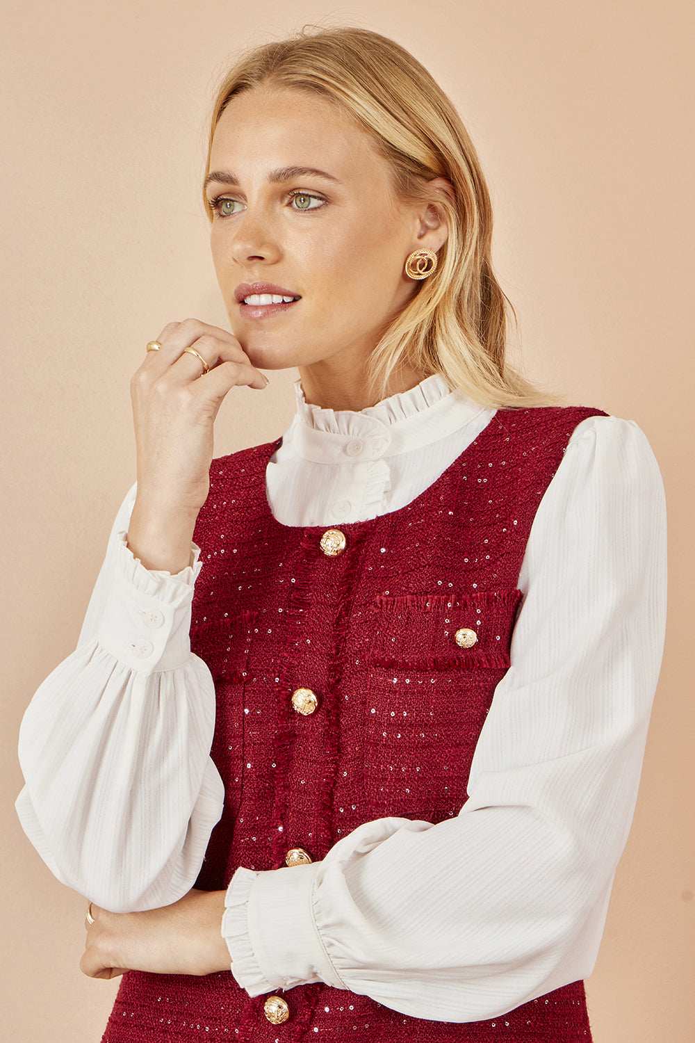 Robe tunique Yumi bordeaux en bouclette
