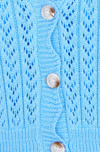 Yumi Blue Scallop Edge Crochet Knitted Midi Dress