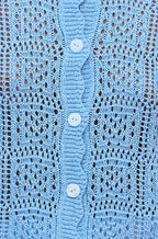 Yumi Blue Crochet Short Sleeve Cardigan