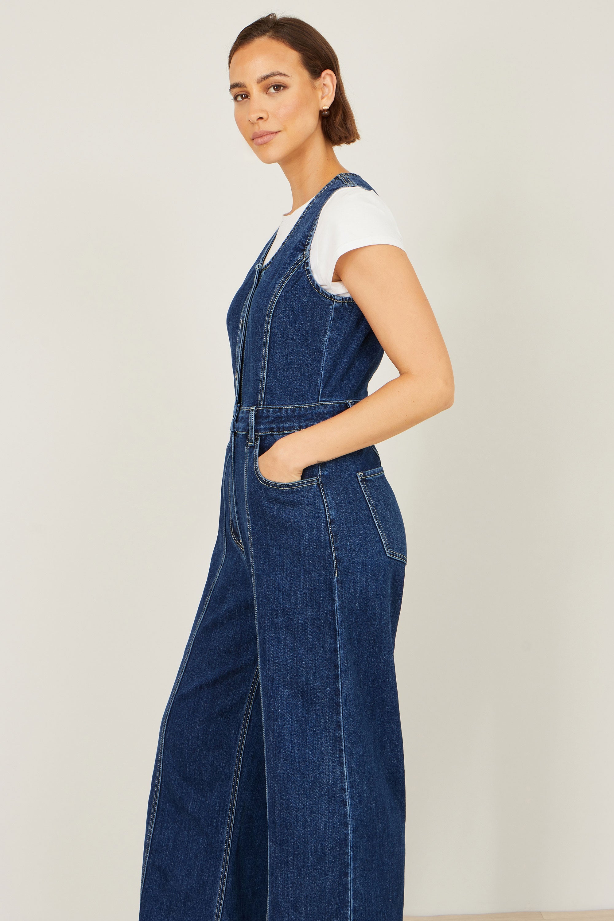 Combinaison ajustée en jean stretch Yumi Blue